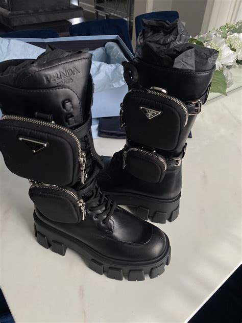 prada blue combat boots|prada combat boots with pouches.